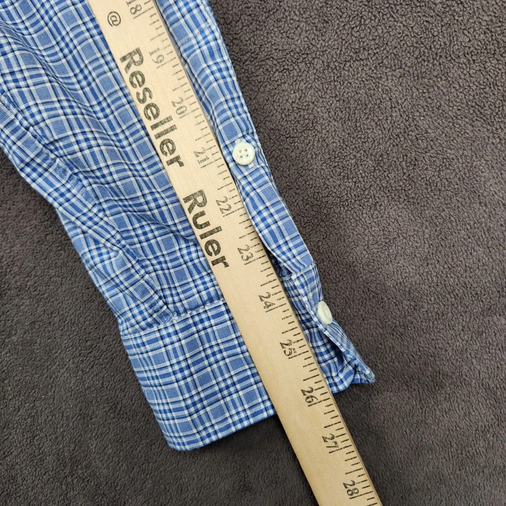 Polo Ralph Lauren Shirt Mens Large Blue Plaid Classic Fit Cotton Stretch Button